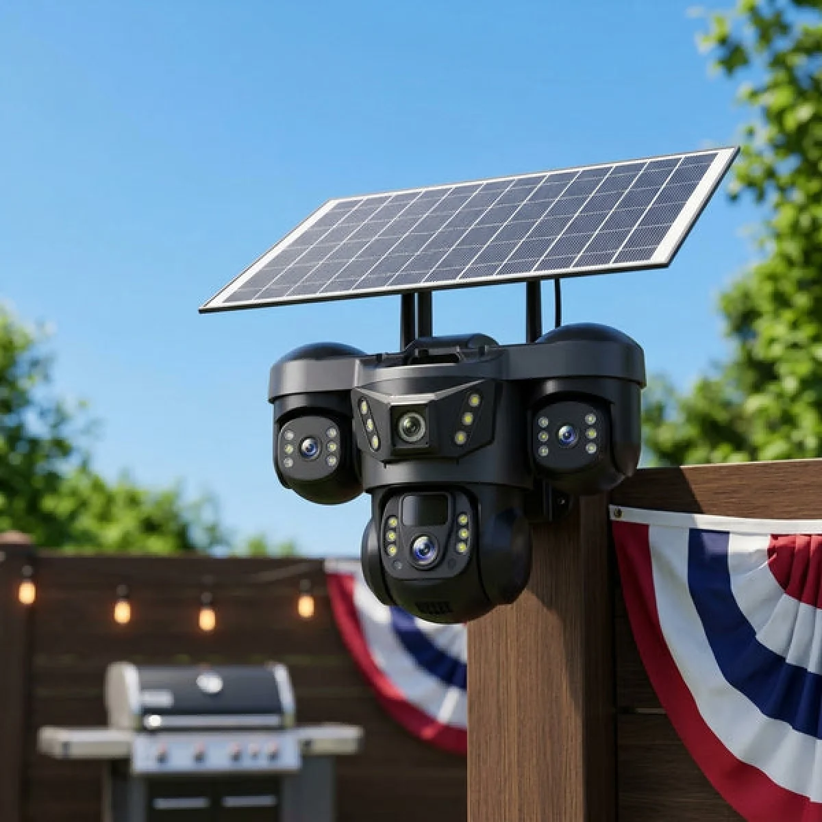 4G Solar Outdoor Security Camera with Triple-Lens and Solar Power